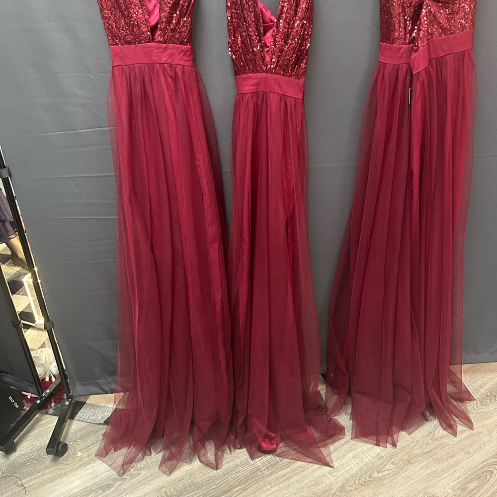 Elegant Burgundy Sequin Evening Gown